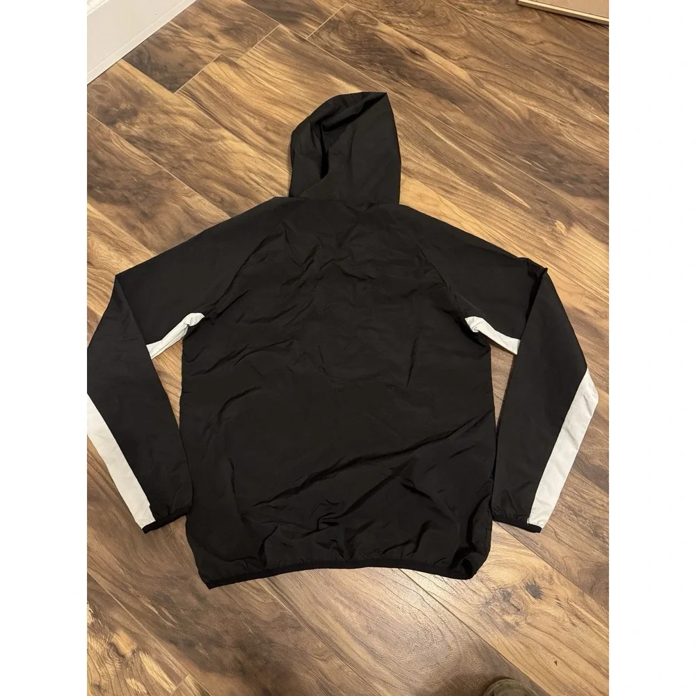 Men's Active Wear Black Windbreaker 1/2 Zip Hooded Size Medium